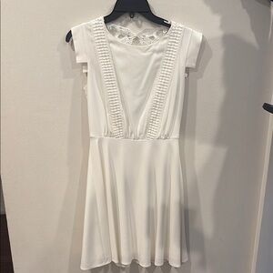 Elegant White Lace Trim Dress